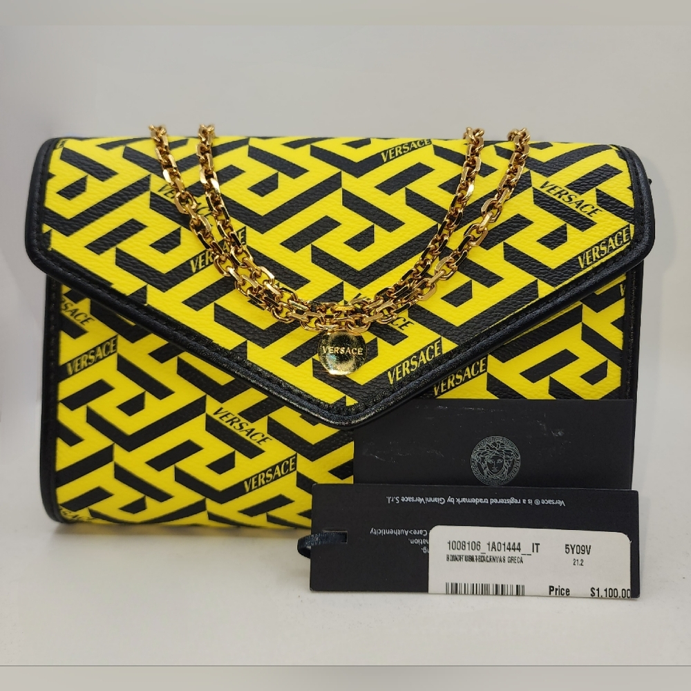 New Versace Greco-Roman Envelope Crossbody